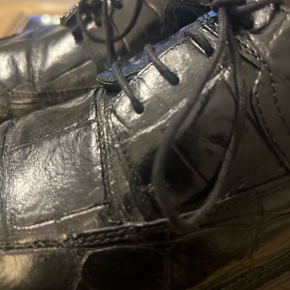David Eden 100% Genuine Alligator Skin Men's Dress Derby Oxford Shoes Black 10M - Picture 5 of 13